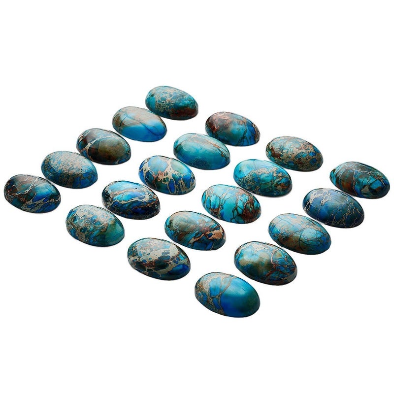 rockcloud 18x25mm Oval Cabochon Flatback Semi-precious Stones Sea Sediment Jasper for Jewelry Making Pack of 5 - Image 2